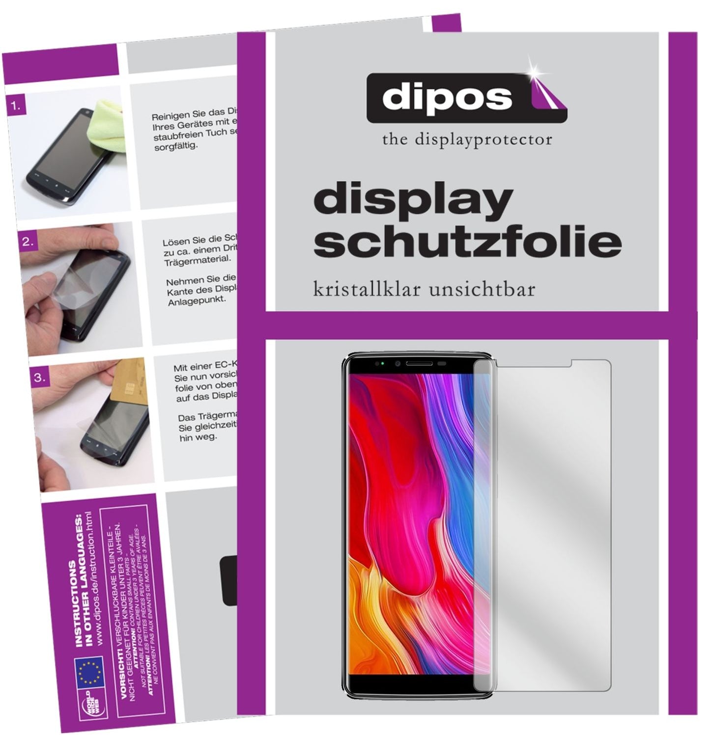 Klare Displayschutzfolie von dipos passend für Oukitel K8, präziser Zuschnitt und blasenfrei montiert
