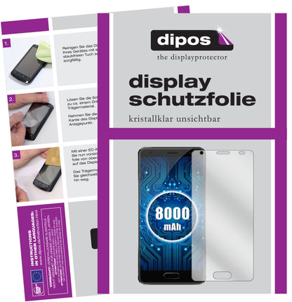 Klare Displayschutzfolie von dipos passend für Oukitel K8000, präziser Zuschnitt und blasenfrei montiert
