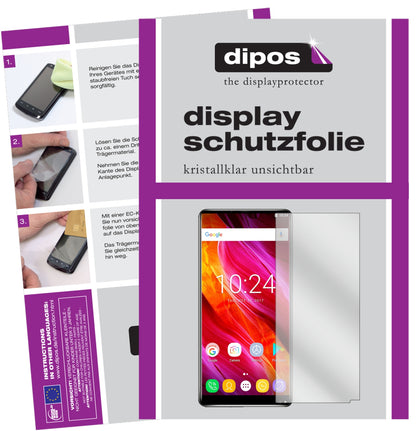 Klare Displayschutzfolie von dipos passend für Oukitel Mix 2, präziser Zuschnitt und blasenfrei montiert