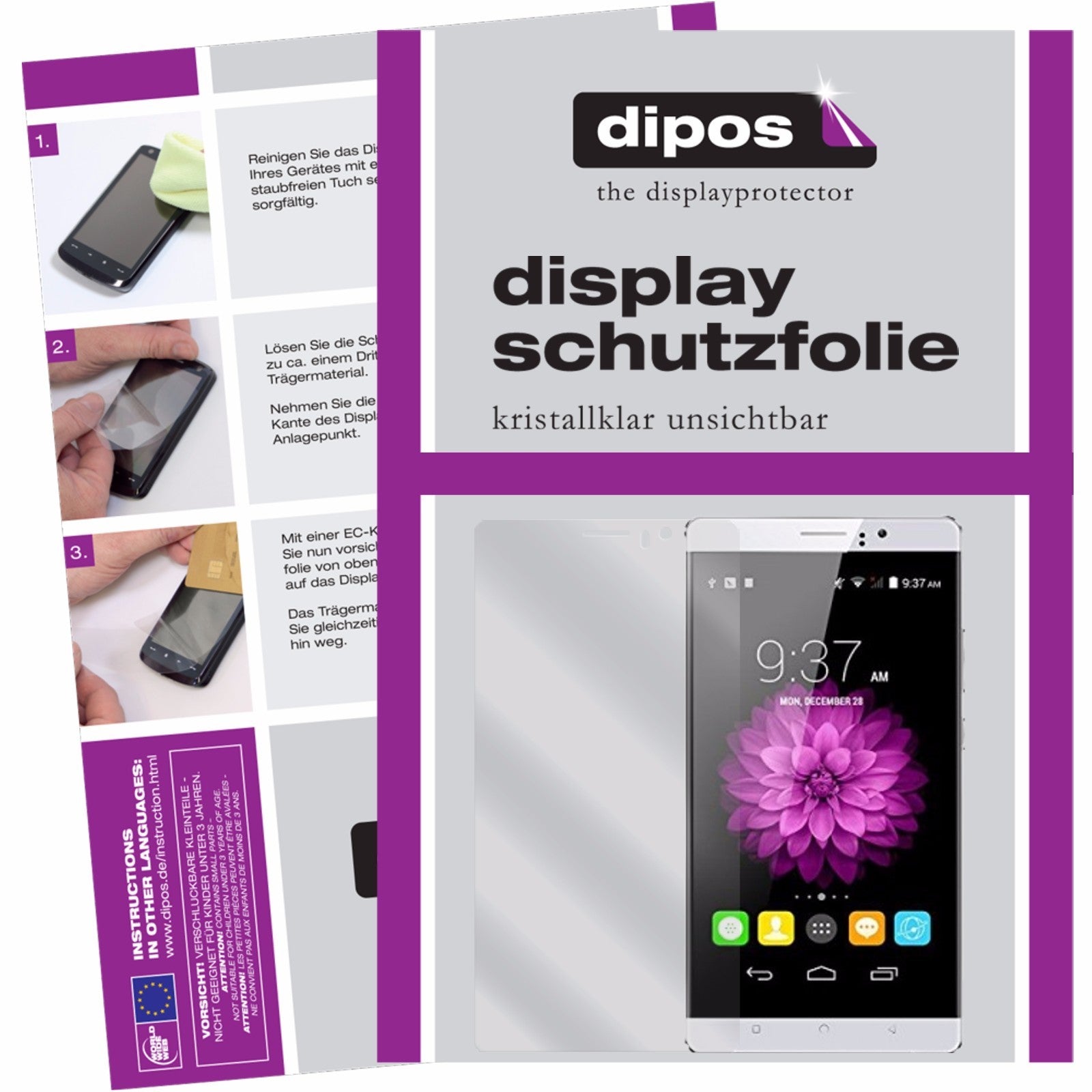 Klare Displayschutzfolie von dipos passend für Padgene K700, 6 Zoll, präziser Zuschnitt und blasenfrei montiert