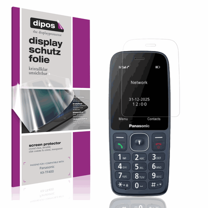 Klare Displayschutzfolie von dipos passend für Panasonic KX-TF400, präziser Zuschnitt und blasenfrei montiert