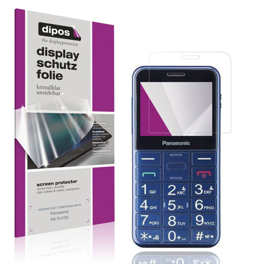 Klare Displayschutzfolie von dipos passend für Panasonic KX-TU155, präziser Zuschnitt und blasenfrei montiert