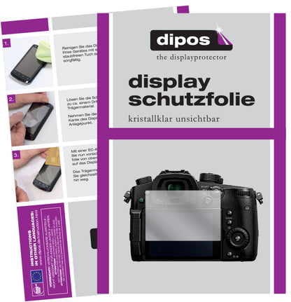 Klare Displayschutzfolie von dipos passend für Panasonic Lumix DMC-GH5, präziser Zuschnitt und blasenfrei montiert