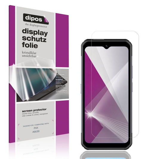 Klare Displayschutzfolie von dipos passend für PAX A6630, präziser Zuschnitt und blasenfrei montiert