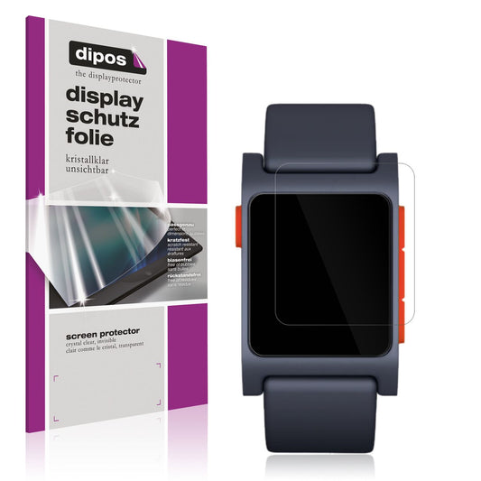 Klare Displayschutzfolie von dipos passend für Pebble 2, präziser Zuschnitt und blasenfrei montiert