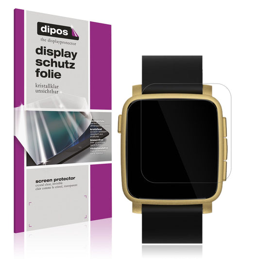 Klare Displayschutzfolie von dipos passend für Pebble Time 2, präziser Zuschnitt und blasenfrei montiert