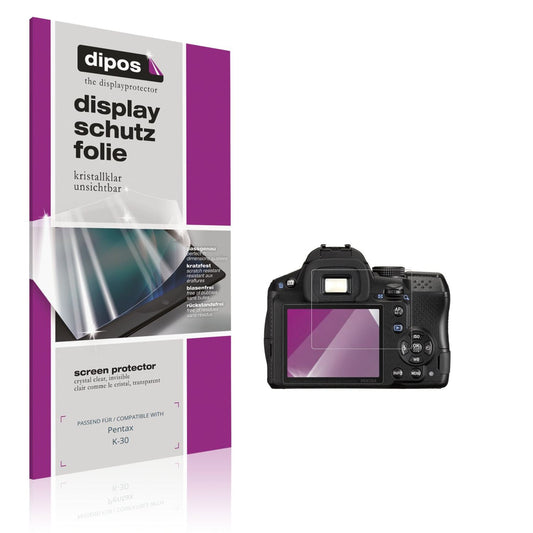 Klare Displayschutzfolie von dipos passend für Pentax K-30, präziser Zuschnitt und blasenfrei montiert