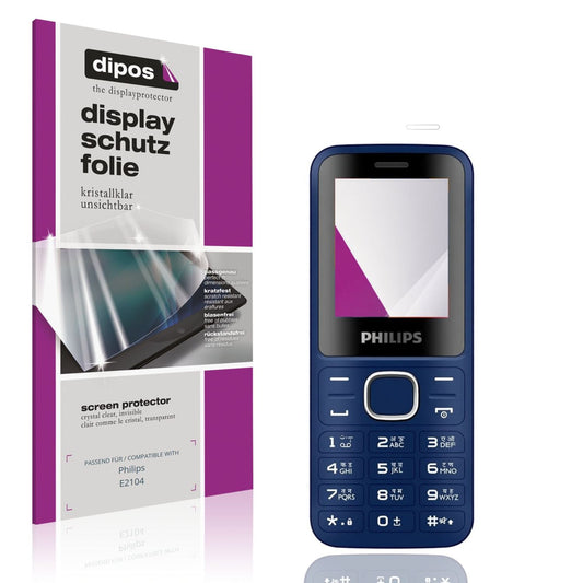 Klare Displayschutzfolie von dipos passend für Philips E2104, präziser Zuschnitt und blasenfrei montiert