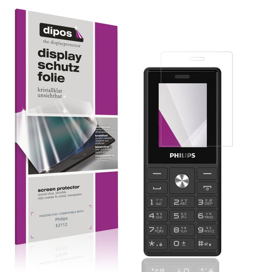 Klare Displayschutzfolie von dipos passend für Philips E2112, präziser Zuschnitt und blasenfrei montiert