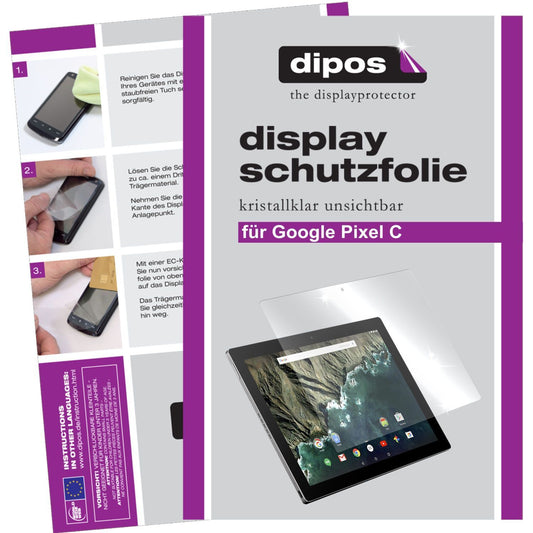 Klare Displayschutzfolie von dipos passend für Pixel C Google, präziser Zuschnitt und blasenfrei montiert