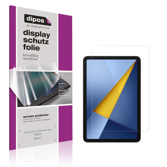 Klare Displayschutzfolie von dipos passend für POCO Pad C1, präziser Zuschnitt und blasenfrei montiert