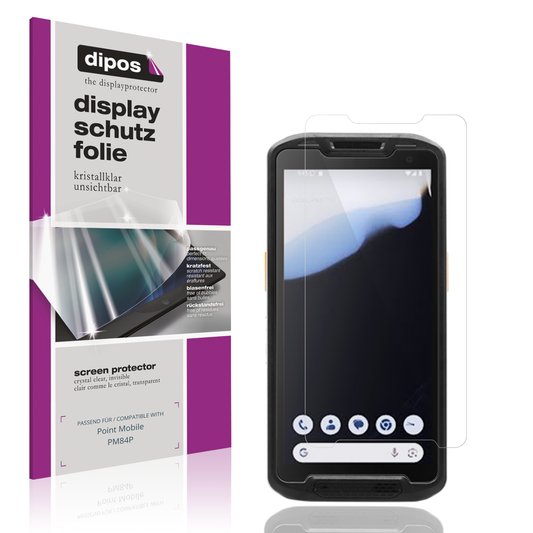 Klare Displayschutzfolie von dipos passend für Point Mobile PM84P, präziser Zuschnitt und blasenfrei montiert