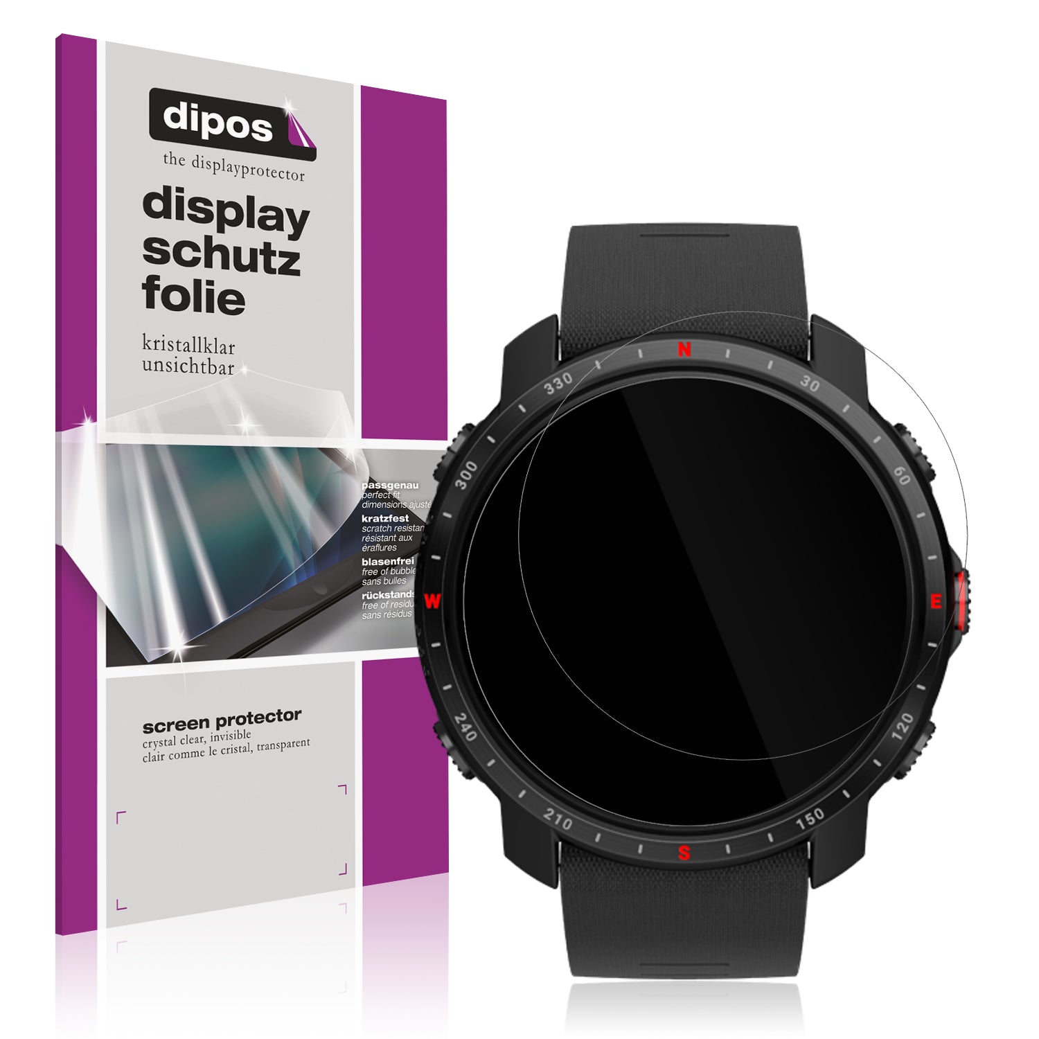 Klare Displayschutzfolie von dipos passend für Polar Grit X, präziser Zuschnitt und blasenfrei montiert