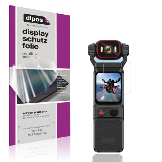 Klare Displayschutzfolie von dipos passend für Pudet Luo LMA8 Action Cam, präziser Zuschnitt und blasenfrei montiert