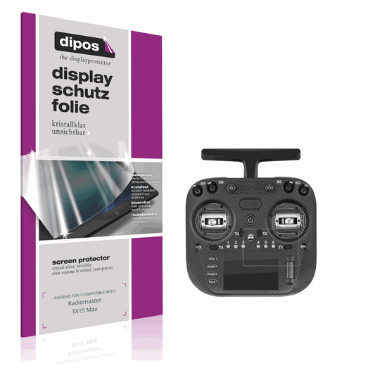 Klare Displayschutzfolie von dipos passend f�r Radiomaster TX15 Max, pr�ziser Zuschnitt und blasenfrei montiert