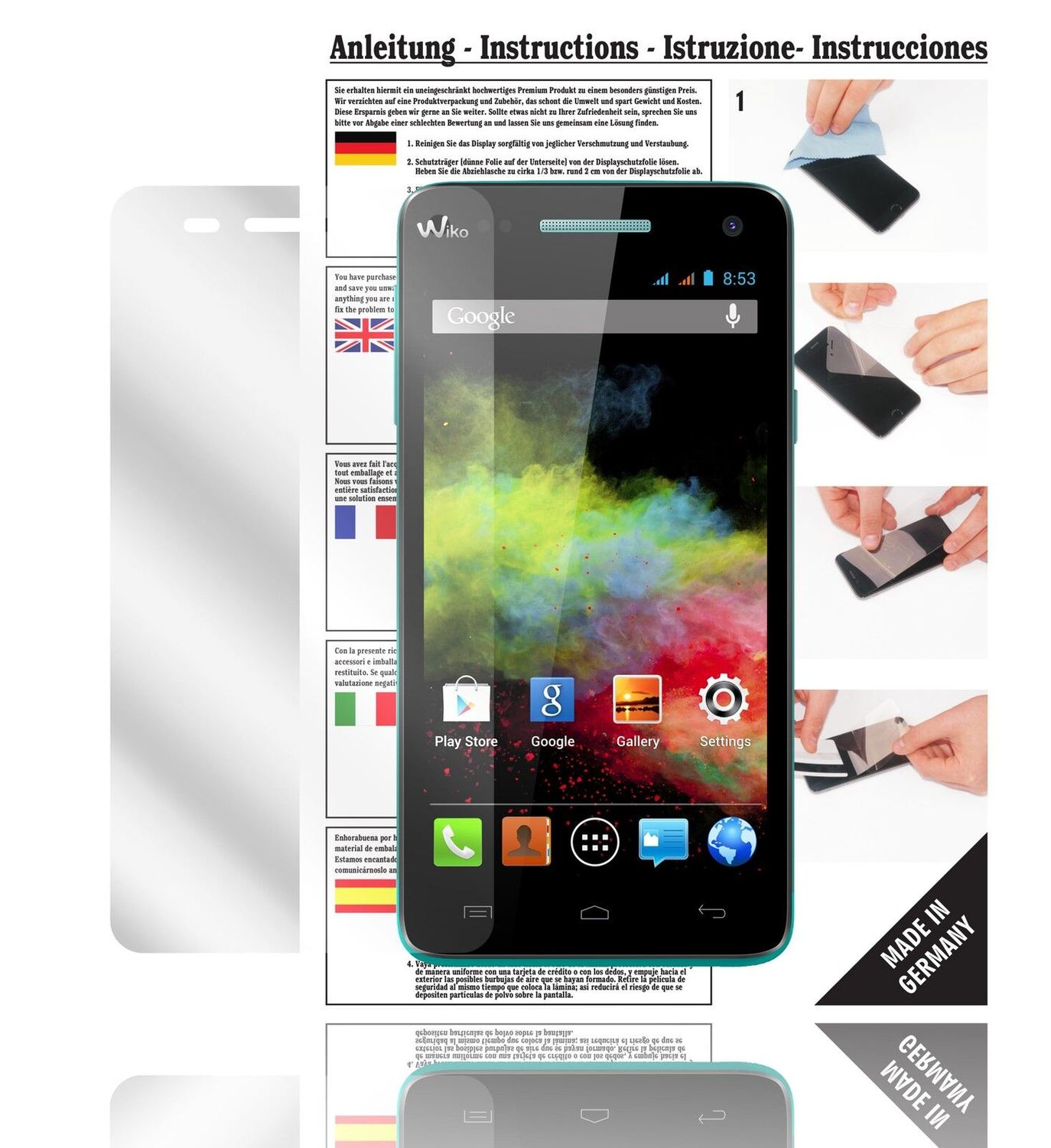 Klare Displayschutzfolie von dipos passend für Rainbow Wiko, präziser Zuschnitt und blasenfrei montiert