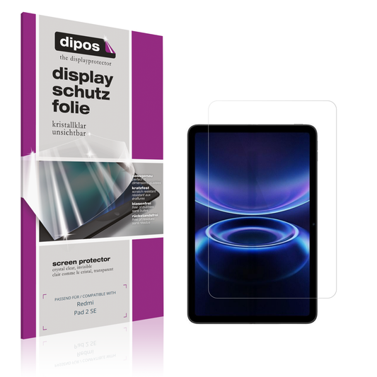 Klare Displayschutzfolie von dipos passend für Redmi Pad 2 SE, präziser Zuschnitt und blasenfrei montiert