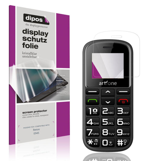 Klare Displayschutzfolie von dipos passend für Retoo E945, präziser Zuschnitt und blasenfrei montiert