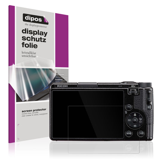 Klare Displayschutzfolie von dipos passend für Ricoh GR IV, präziser Zuschnitt und blasenfrei montiert