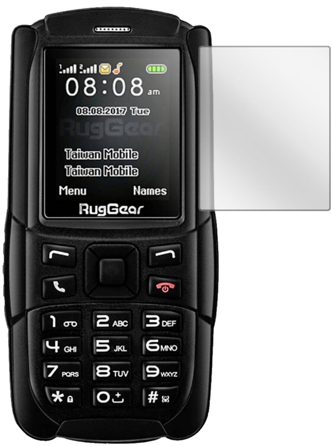Klare Displayschutzfolie von dipos passend für RugGear RG129, präziser Zuschnitt und blasenfrei montiert
