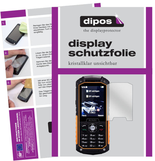 Klare Displayschutzfolie von dipos passend für Runzu M8, präziser Zuschnitt und blasenfrei montiert