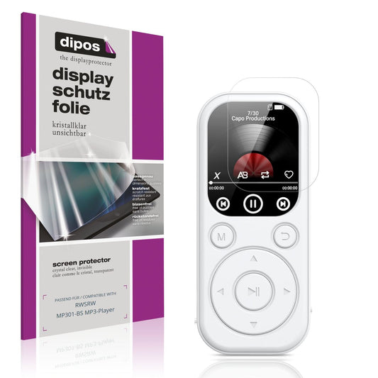 Klare Displayschutzfolie von dipos passend für RWSRW MP301-BS MP3-Player, präziser Zuschnitt und blasenfrei montiert