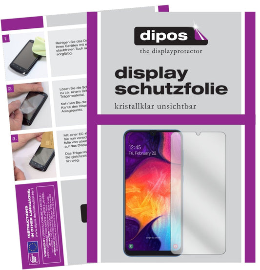 Klare Displayschutzfolie von dipos passend für Samsung Galaxy A40, präziser Zuschnitt und blasenfrei montiert