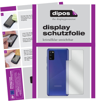 Klare Displayschutzfolie von dipos passend für Samsung Galaxy A41 Rückseite, präziser Zuschnitt und blasenfrei montiert