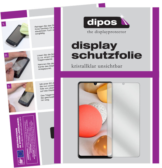 Klare Displayschutzfolie von dipos passend für Samsung Galaxy A42 5G, präziser Zuschnitt und blasenfrei montiert