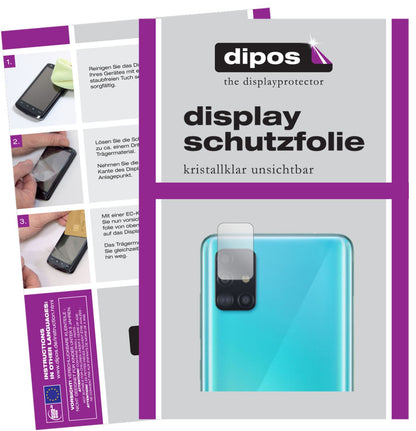 Klare Displayschutzfolie von dipos passend für Samsung Galaxy A71 Kameralinse, präziser Zuschnitt und blasenfrei montiert