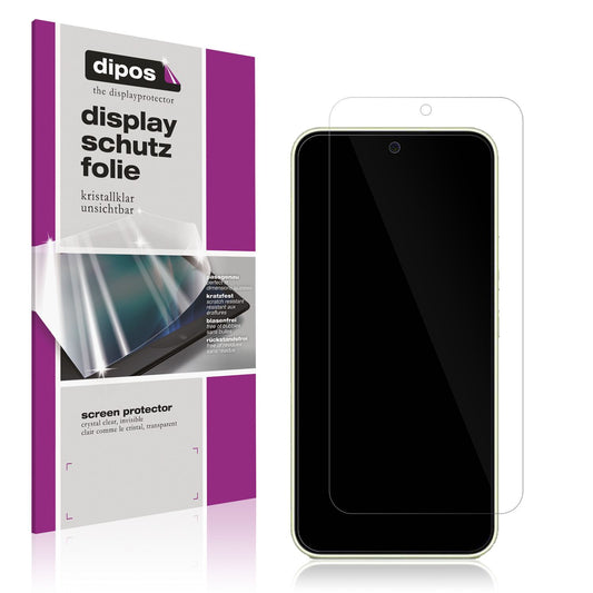 Klare Displayschutzfolie von dipos passend für Samsung Galaxy A54, präziser Zuschnitt und blasenfrei montiert