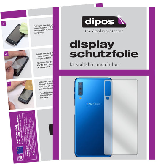 Klare Displayschutzfolie von dipos passend für Samsung Galaxy A7 (2018) Rückseite, präziser Zuschnitt und blasenfrei montiert