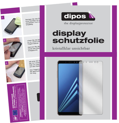Klare Displayschutzfolie von dipos passend für Samsung Galaxy A8 (2018), präziser Zuschnitt und blasenfrei montiert