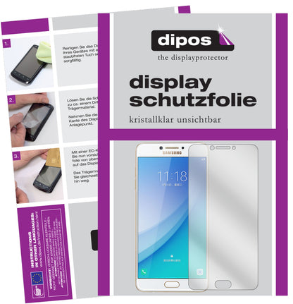 Klare Displayschutzfolie von dipos passend für Samsung Galaxy C7 Pro, präziser Zuschnitt und blasenfrei montiert