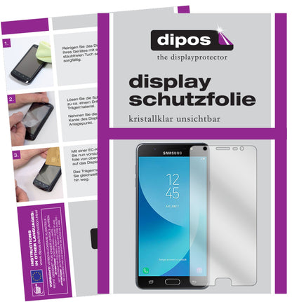 Klare Displayschutzfolie von dipos passend für Samsung Galaxy J7 Max, präziser Zuschnitt und blasenfrei montiert