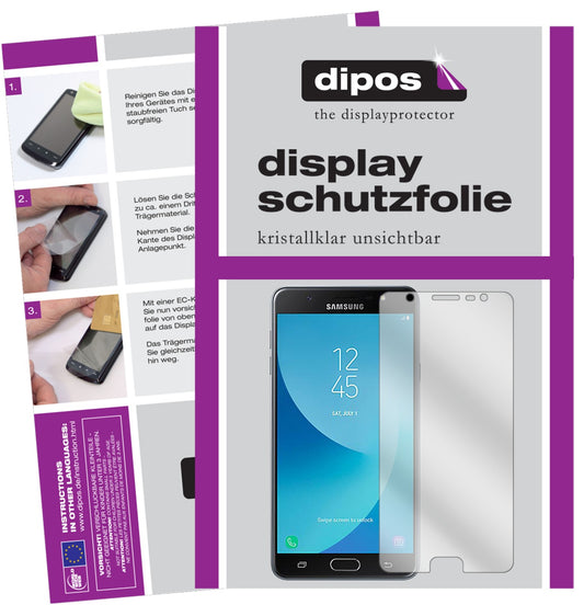 Klare Displayschutzfolie von dipos passend für Samsung Galaxy J7 Max, präziser Zuschnitt und blasenfrei montiert