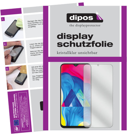 Klare Displayschutzfolie von dipos passend für Samsung Galaxy M10, präziser Zuschnitt und blasenfrei montiert