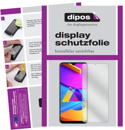 Klare Displayschutzfolie von dipos passend für Samsung Galaxy M10s, präziser Zuschnitt und blasenfrei montiert