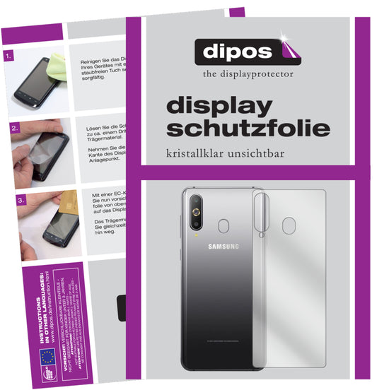 Klare Displayschutzfolie von dipos passend für Samsung Galaxy M40 Rückseite, präziser Zuschnitt und blasenfrei montiert