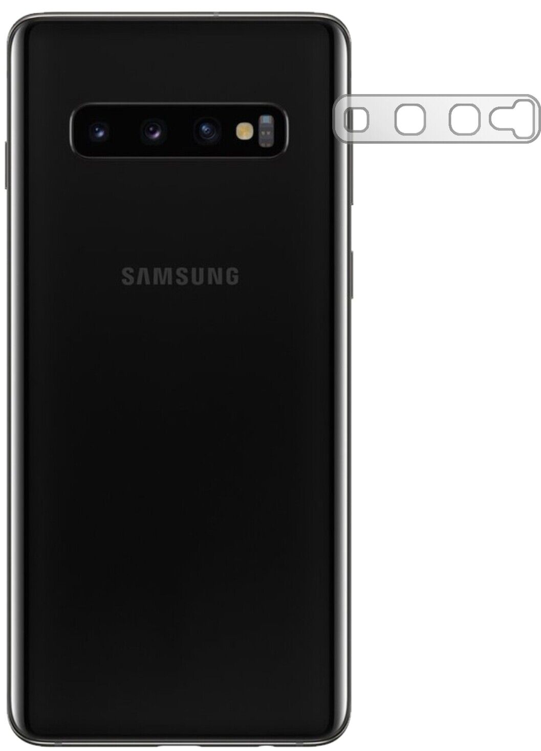 Klare Displayschutzfolie von dipos passend für Samsung Galaxy S10 Kameralinse, präziser Zuschnitt und blasenfrei montiert