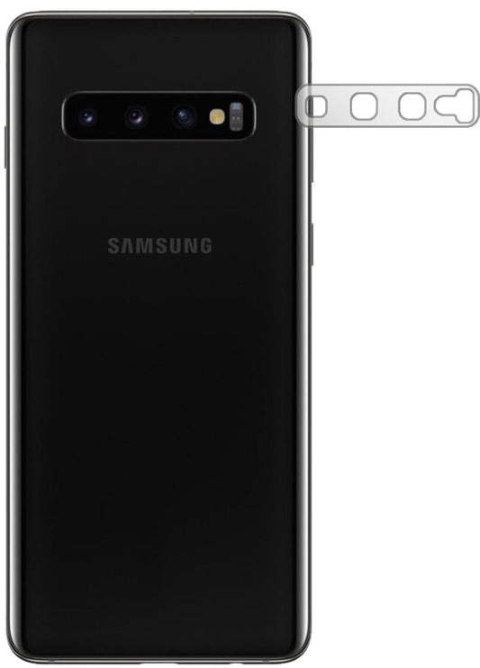 Klare Displayschutzfolie von dipos passend für Samsung Galaxy S10 Kameralinse, präziser Zuschnitt und blasenfrei montiert