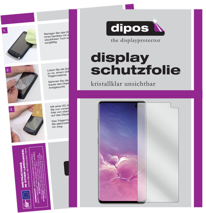 Klare Displayschutzfolie von dipos passend für Samsung Galaxy S10 Plus, präziser Zuschnitt und blasenfrei montiert