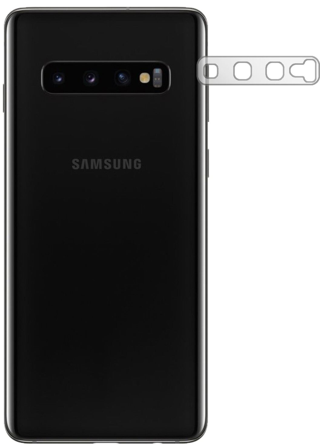 Klare Displayschutzfolie von dipos passend für Samsung Galaxy S10 Plus Kameralinse, präziser Zuschnitt und blasenfrei montiert