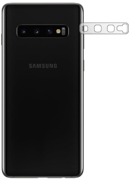 Klare Displayschutzfolie von dipos passend für Samsung Galaxy S10 Plus Kameralinse, präziser Zuschnitt und blasenfrei montiert