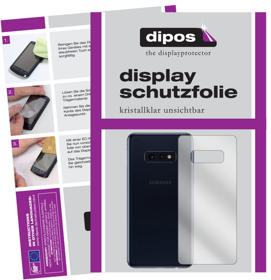 Klare Displayschutzfolie von dipos passend für Samsung Galaxy S10e Rückseite, präziser Zuschnitt und blasenfrei montiert