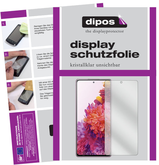 Klare Displayschutzfolie von dipos passend für Samsung Galaxy S20 FE, präziser Zuschnitt und blasenfrei montiert