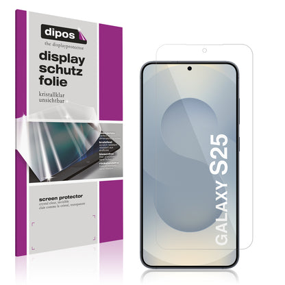 Klare Displayschutzfolie von dipos passend für Samsung Galaxy S25 Enterprise Edition, präziser Zuschnitt und blasenfrei montiert