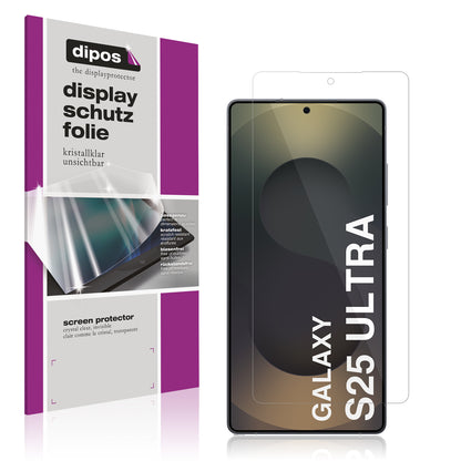 Klare Displayschutzfolie von dipos passend für Samsung Galaxy S25 Ultra, präziser Zuschnitt und blasenfrei montiert