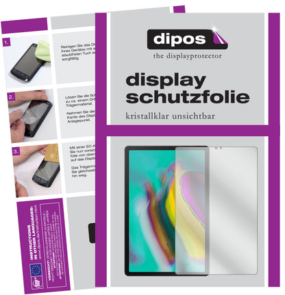 Klare Displayschutzfolie von dipos passend für Samsung Galaxy Tab A 10.1 (2019), präziser Zuschnitt und blasenfrei montiert