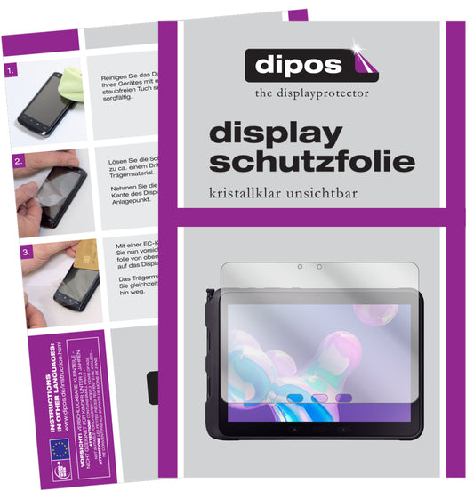 Klare Displayschutzfolie von dipos passend für Samsung Galaxy Tab Active Pro 10.1, präziser Zuschnitt und blasenfrei montiert